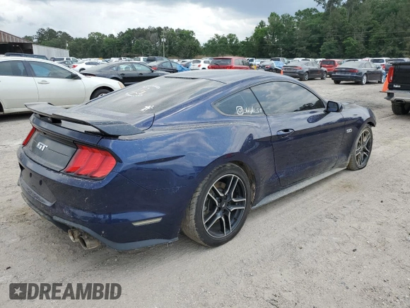 2018 Ford Mustang GT with VIN 1FA6P8CF9J5127828, listed as a Copart auction lot 53874405 with 76,996 mi miles and Salvage title. Bid and sale history available at DreamBid. Image 3.