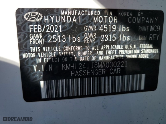 2021 Hyundai Sonata Hybrid Blue with VIN KMHL24JJ8MA030221, listed as a Copart auction lot 84486624 with 77,752 mi miles and Salvage Title. Bid and sale history available at carsss.com. Image 13.