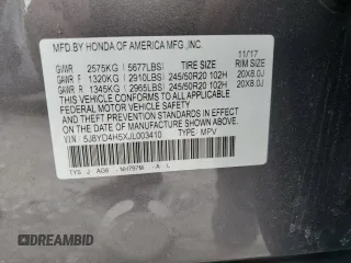2018 Acura MDX w/Technology Pkg with VIN 5J8YD4H5XJL003410, listed as a Copart auction lot 49534555 with 55,539 mi miles and Salvage Title. Bid and sale history available at carsss.com. Image 12.