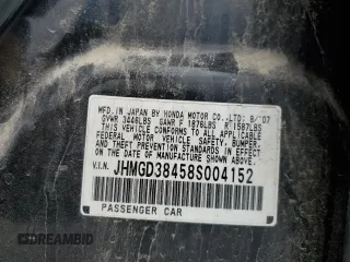 2008 Honda Fit with VIN JHMGD38458S004152, listed as a Copart auction lot 57236925 with 154,411 mi miles and Salvage title. Bid and sale history available at DreamBid. Image 12.