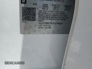 2018 Chevrolet Malibu LT with VIN 1G1ZD5ST6JF279624, listed as a Copart auction lot 54698195 with 183,147 mi miles and Salvage Title. Bid and sale history available at DreamBid. Image 12.