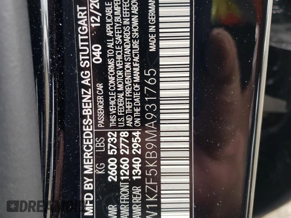 2021 Mercedes-Benz E-Class E 450 with VIN W1KZF5KB9MA931765, listed as a Copart auction lot 69393194 with 24,991 mi miles and Salvage Title. Bid and sale history available at carsss.com. Image 13.