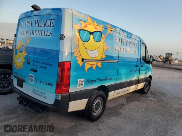 2023 Mercedes-Benz Sprinter Cargo with VIN W1Y70BGY2PT158365, listed as a Copart auction lot 76782644 with Not Provided miles and Non Repairable. Bid and sale history available at DreamBid. Image 3.