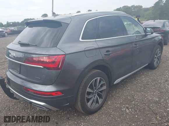 2023 Audi Q5 S line Premium Plus with VIN WA1EAAFY8P2008054, listed as a IAAI auction lot 42678217 with 20,363 mi miles and . Bid and sale history available at DreamBid. Image 4.