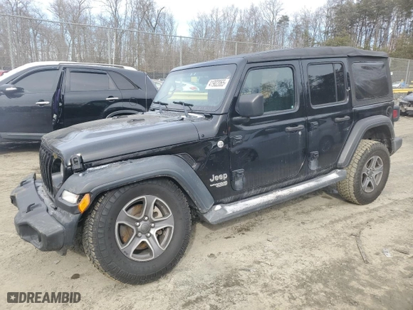 2018 Jeep Wrangler Unlimited Sport S with VIN 1C4HJXDG6JW133957, listed as a Copart auction lot 41902065 with 104,036 mi miles and Salvage Title. Bid and sale history available at carsss.com. Image 1.