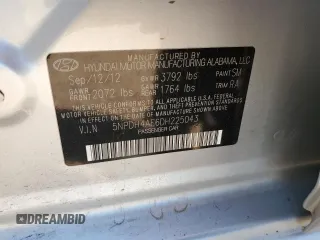 2013 Hyundai Elantra Limited with VIN 5NPDH4AE6DH225043, listed as a Copart auction lot 52006435 with 127,169 mi miles and Salvage Title. Bid and sale history available at DreamBid. Image 12.