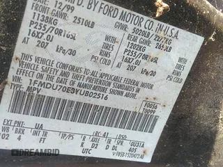 2000 Ford Explorer z VIN 1FMDU70E3YUB02516, wystawiony jako IAAI lot #42848390 z przebiegiem 183 280 mil mil oraz . Historia ofert i sprzedaży dostępna na DreamBid. Obrazek 9.