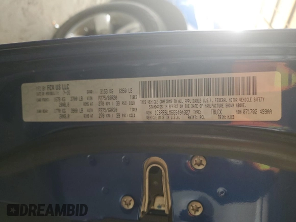 2016 Ram 1500 Lone Star with VIN 1C6RR6LM6GS404327, listed as a Copart auction lot 73583154 with Not Provided miles and Salvage Title. Bid and sale history available at DreamBid. Image 12.