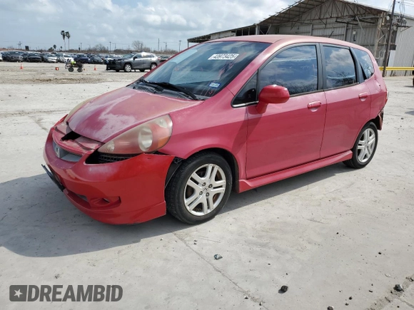 2008 Honda Fit Sport with VIN JHMGD38658S011457, listed as a Copart auction lot 43973425 with 103,314 mi miles and Salvage Title. Bid and sale history available at carsss.com. Image 1.