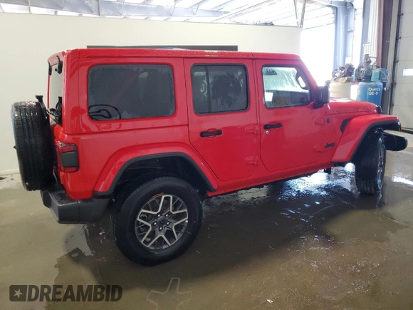 2025 Jeep Wrangler Sahara with VIN 1C4PJXEN0SW589298, listed as a Copart auction lot 61721585 with 105 mi miles and Clean title. Bid and sale history available at DreamBid. Image 3.