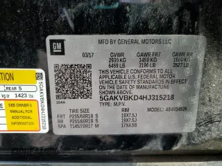 2017 Buick Enclave Leather with VIN 5GAKVBKD4HJ315218, listed as a Copart auction lot 53353915 with 132,781 mi miles and Salvage Title. Bid and sale history available at DreamBid. Image 14.