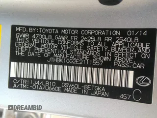 2014 Lexus ES 350 with VIN JTHBK1GG2E2111557, listed as a IAAI auction lot 42009244 with 116,469 mi miles. Bid and sale history available at carsss.com. Image 9.