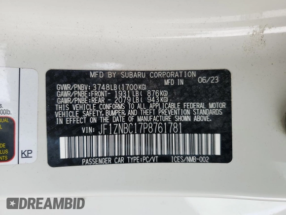2023 Toyota GR86 with VIN JF1ZNBC17P8761781, listed as a Copart auction lot 80765984 with 8,717 mi miles and Salvage Title. Bid and sale history available at carsss.com. Image 14.
