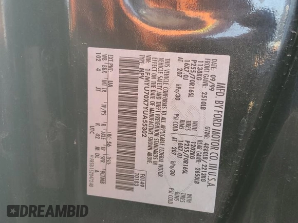 2000 Ford Explorer с VIN 1FMYU70X7YUA55302, выставлен на аукционе Copart как лот 43833945 с пробегом 200 113 миль миль и Списание • Salvage title. История ставок и продаж доступна на DreamBid. Изображение 12.
