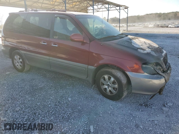 2005 Kia Sedona LX with VIN KNDUP132056683645, listed as a Copart auction lot 86584104 with 0 mi miles and Salvage Title. Bid and sale history available at carsss.com. Image 4.