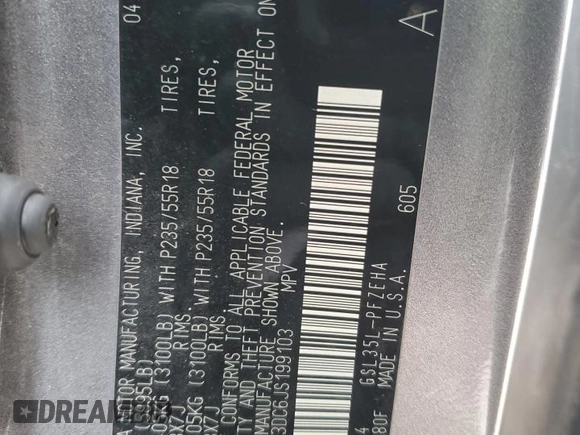 2018 Toyota Sienna LE z VIN 5TDJZ3DC6JS199103, wystawiony jako Copart lot #57821175 z przebiegiem Nie podano mil oraz Szkoda całkowita • Salvage title. Historia ofert i sprzedaży dostępna na DreamBid. Obrazek 14.