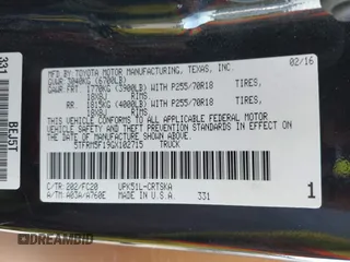 2016 Toyota Tundra SR z VIN 5TFRM5F19GX102715, wystawiony jako IAAI lot #41265300 z przebiegiem 109 619 mil mil oraz . Historia ofert i sprzedaży dostępna na DreamBid. Obrazek 9.