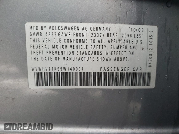 2009 Volkswagen GTI z VIN WVWHV71K99W140037, wystawiony jako Copart lot #44815565 z przebiegiem 106 377 mil mil oraz Szkoda całkowita • Salvage title. Historia ofert i sprzedaży dostępna na DreamBid. Obrazek 12.