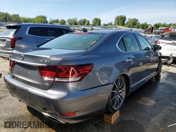 2014 Lexus LS 460 with VIN JTHCL5EF7E5021967, listed as a Copart auction lot 57899953 with 40,355 mi miles and Salvage title. Bid and sale history available at DreamBid. Image 3.