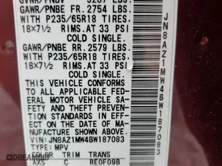 2011 Nissan Murano SL with VIN JN8AZ1MW4BW187083, listed as a Copart auction lot 54126875 with 178,812 mi miles and Clean Title. Bid and sale history available at carsss.com. Image 13.