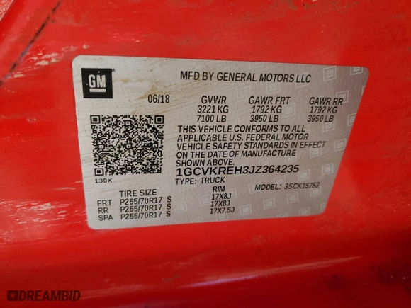 2018 Chevrolet Silverado 1500 LT with VIN 1GCVKREH3JZ364235, listed as a Copart auction lot 42426065 with 132,722 mi miles and Salvage Title. Bid and sale history available at carsss.com. Image 13.