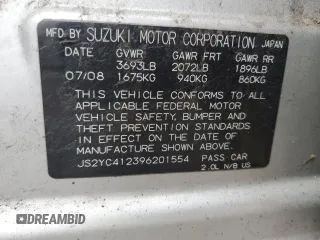 2009 Suzuki SX4 Man FWD with VIN JS2YC412396201554, listed as a Copart auction lot 72902194 with 135,355 mi miles and Salvage Title. Bid and sale history available at carsss.com. Image 12.