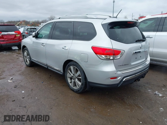 2014 Nissan Pathfinder Platinum with VIN 5N1AR2MM3EC723104, listed as a IAAI auction lot 41903560 with 159,416 mi miles and . Bid and sale history available at DreamBid. Image 3.