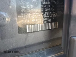 2019 Hyundai Ioniq SEL z VIN KMHC75LC1KU132316, wystawiony jako Copart lot #49489345 z przebiegiem 132 471 mil mil oraz Szkody całkowita. Historia ofert i sprzedaży dostępna na DreamBid. Obrazek 12.