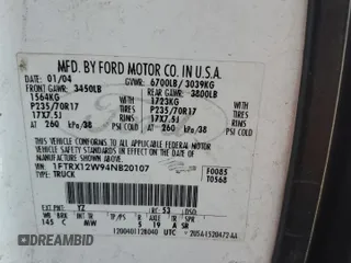 2004 Ford F-150 STX with VIN 1FTRX12W94NB20107, listed as a Copart auction lot 54849735 with Not provided miles and Salvage title. Bid and sale history available at DreamBid. Image 12.