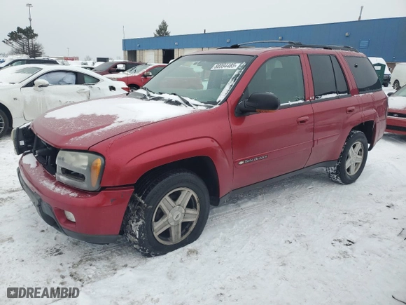 2002 Chevrolet TrailBlazer LS with VIN 1GNDT13S322351074, listed as a Copart auction lot 88994485 with 124,593 mi miles and Salvage Title. Bid and sale history available at carsss.com. Image 1.