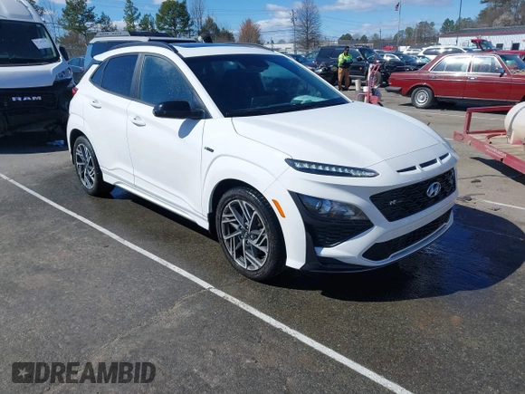 2023 Hyundai Kona N Line with VIN KM8K3CA34PU980566, listed as a IAAI auction lot 41745359 with 45,951 mi miles. Bid and sale history available at carsss.com. Image 1.
