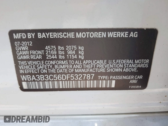 2013 BMW 3 Series 328i xDrive z VIN WBA3B3C56DF532787, wystawiony jako IAAI lot #42680965 z przebiegiem 152 352 mil mil oraz . Historia ofert i sprzedaży dostępna na DreamBid. Obrazek 9.