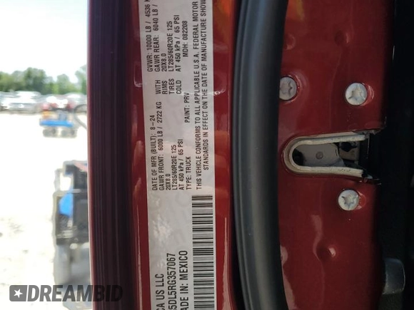 2024 Ram 2500 Big Horn с VIN 3C6UR5DL5RG357067, выставлен на аукционе Copart как лот 57088775 с пробегом 2 276 миль миль и Списание • Salvage title. История ставок и продаж доступна на DreamBid. Изображение 12.
