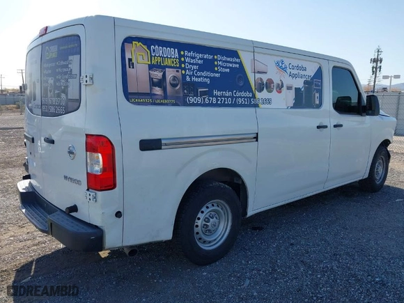 2017 Nissan NV Cargo S with VIN 1N6BF0KMXHN800601, listed as a IAAI auction lot 41972198 with 208,279 mi miles. Bid and sale history available at carsss.com. Image 4.