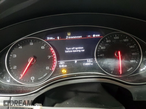 2013 Audi A7 Prestige with VIN WAU2GAFC0DN154192, listed as a Copart auction lot 52795815 with 114,947 mi miles and Salvage title. Bid and sale history available at DreamBid. Image 9.