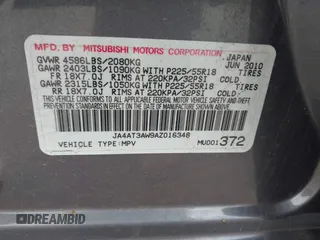 2010 Mitsubishi Outlander z VIN JA4AT3AW9AZ016348, wystawiony jako IAAI lot #42219377 z przebiegiem 104 414 mil mil oraz . Historia ofert i sprzedaży dostępna na DreamBid. Obrazek 9.