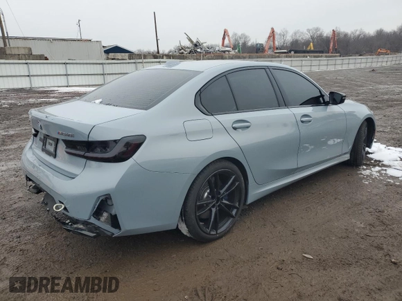 2024 BMW 3 Series M340i xDrive with VIN 3MW49FF0XR8E53835, listed as a Copart auction lot 43255935 with 2,569 mi miles and Salvage Title. Bid and sale history available at carsss.com. Image 3.