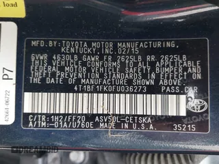 2015 Toyota Camry XLE with VIN 4T1BF1FK0FU036273, listed as a IAAI auction lot 42196339 with 195,857 mi miles and . Bid and sale history available at DreamBid. Image 9.