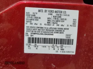 2020 Ford Edge SEL с VIN 2FMPK4J96LBA06946, выставлен на аукционе Copart как лот 56898855 с пробегом 54 984 миль миль и Списание • Salvage title. История ставок и продаж доступна на DreamBid. Изображение 14.