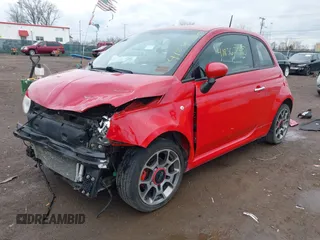 2015 FIAT 500 Sport with VIN 3C3CFFBR7FT707154, listed as a IAAI auction lot 41836730 with 77,675 mi miles. Bid and sale history available at carsss.com. Image 2.