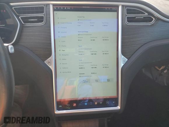 2015 Tesla Model S 85D with VIN 5YJSA1S2XFF092318, listed as a Copart auction lot 52026615 with 78,729 mi miles and Salvage Title. Bid and sale history available at carsss.com. Image 9.