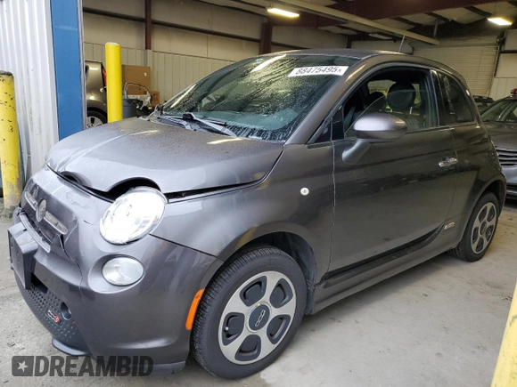 2015 FIAT 500e with VIN 3C3CFFGE6FT681555, listed as a Copart auction lot 88475495 with 36,254 mi miles and Salvage Title. Bid and sale history available at carsss.com. Image 1.