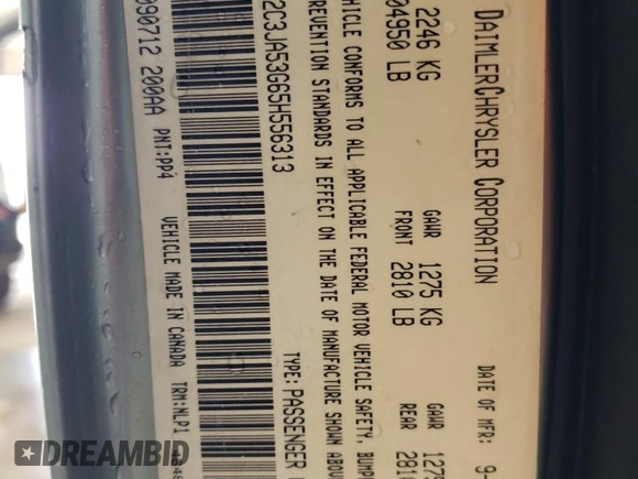 2005 Chrysler 300 with VIN 2C3JA53G65H556313, listed as a Copart auction lot 51839305 with 124,358 mi miles and Salvage Title. Bid and sale history available at carsss.com. Image 12.