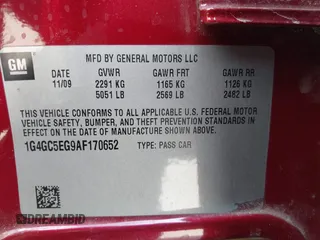 2010 Buick LaCrosse CXL with VIN 1G4GC5EG9AF170652, listed as a IAAI auction lot 42077187 with 189,508 mi miles. Bid and sale history available at carsss.com. Image 9.