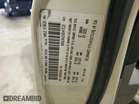 2007 Chrysler 300 with VIN 2C3LA43R37H879385, listed as a Copart auction lot 65837564 with 144,062 mi miles and Salvage Title. Bid and sale history available at carsss.com. Image 12.