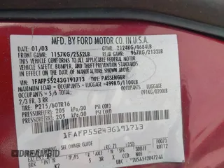 2003 Ford Taurus SES Standard with VIN 1FAFP55243G191713, listed as a IAAI auction lot 42145771 with 232,282 mi miles. Bid and sale history available at carsss.com. Image 9.