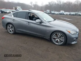 2016 Infiniti Q50 3.0t Red Sport 400 with VIN JN1FV7AR3GM451964, listed as a IAAI auction lot 41715544 with 164,139 mi miles. Bid and sale history available at carsss.com. Image 1.