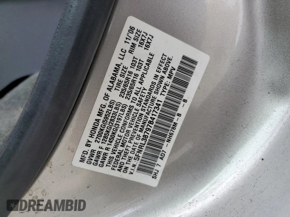 2007 Honda Odyssey EX-L with VIN 5FNRL38797B417341, listed as a Copart auction lot 51848675 with 193,017 mi miles and Salvage Title. Bid and sale history available at carsss.com. Image 13.