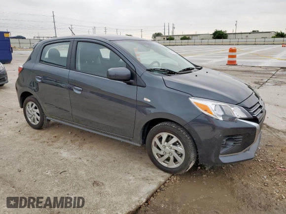 2024 Mitsubishi Mirage ES with VIN ML32AUHJ4RH013782, listed as a Copart auction lot 58069015 with 7,366 mi miles and Salvage title. Bid and sale history available at DreamBid. Image 4.