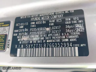 2016 Hyundai Santa Fe Sport with VIN 5XYZT3LB7GG352994, listed as a IAAI auction lot 41514404 with 97,337 mi miles. Bid and sale history available at carsss.com. Image 9.